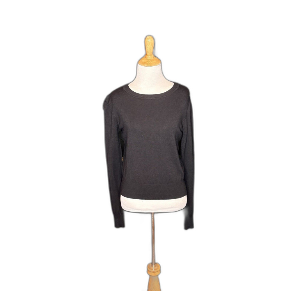Charlotte Russe Black Crewneck Pull Over Cropped Sweater Size Large Womens